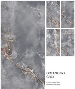 Carreaux en porcelaine émaillée à surface brillante OCEAN ONYX GRIS - Product Image 2