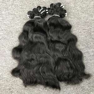 Extensiones de cabello Remy vietnamita de onda Natural 100% de alta calidad, máquina de cabello de doble trama que teje en Color 1B crudo sin procesar - Product Image 4