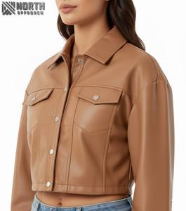 Gran oferta, chaqueta de cuero de alta calidad para mujer, nuevo diseño de moda, piel de oveja, manga larga, chaqueta con cremallera, Otoño Invierno, personalizada - Product Image 4