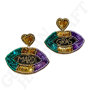 Boucles d'oreilles perlées à talons hauts Mardi Gras Bijoux de fête violets, verts et or pour les célébrations de carnaval et les défilés pour les filles - Product Image 5