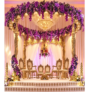 Magnifique fabricant de mandap en bois pour mariage, mandap en bois sur le thème de Bollywood, nouveau design de mandap rond pour mariage au Canada - Product Image 1
