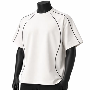 T-shirt blanc à manches courtes pour homme, col rond, coupe classique, style décontracté, anti-boulochage, tricoté, 100% coton - Product Image 2
