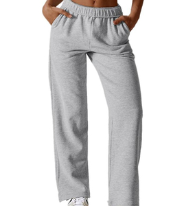 Pantalons de survêtement évasés pour femmes de haute qualité, service OEM, pantalon de jogging en toile de coton mélangé, coupe régulière, pour l'hiver - Product Image 1