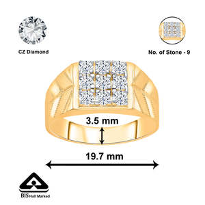 Bague pour homme en or 18 carats, style hip-hop, sertie de diamants, bijoux géométriques de promesse - Product Image 5