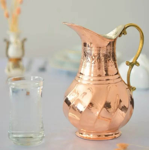 Eco-Friendly Classic Drinking <b>Copper</b> <b>Jug</b> Brass Handle High Quality Pitcher Hotels Restaurants Saniya Handicraft Model SH-1171 - Product Image 2