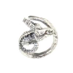 Handmade <b>Titanium</b> <b>Ring</b> with Silver Ram's Head Inlay Religious Style Plated Craft Gift for Children - Product Image 5