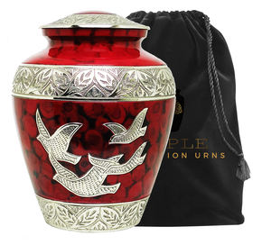 โกศบรรจุอัฐิสำหรับผู้ใหญ่ขนาด 10 นิ้ว ทำจากอลูมิเนียมลายเงิน สไตล์ยุโรปและอเมริกา เป็นมิตรกับสิ่งแวดล้อม ทนทาน ขายส่ง - Product Image 2