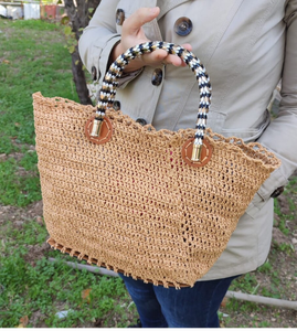 Bolso de Hombro de Paja Tejido a Mano para Mujer, Estilo Moderno, Bolso de Playa de Macramé y Ganchillo - Product Image 2