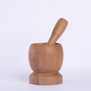 Mortero y Pilón de Madera de Haya Pulida a Mano - Herramienta de Cocina Personalizable OEM - Acabado Natural, Madera de Grado Alimenticio - Product Image 1