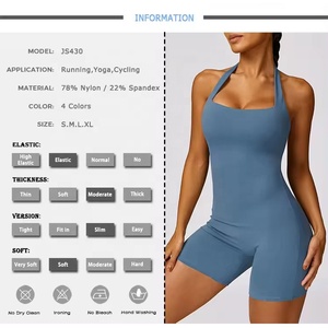 Leggings solides sans couture pour femmes Leggings de yoga à taille haute pour dames barboteuse d'entraînement veste de sport à manches zippées onesie - Product Image 2