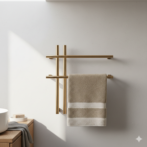 Chauffe-serviettes électrique mural de luxe en acier inoxydable doré à séchage rapide étanche moderne - Product Image 1