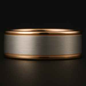 Bellamente diseñado 6mm 14K oro sólido dos tonos boda banda blanco oro rosa rodio plateado para Mujeres Hombres moda para fiestas - Product Image 4