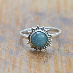 Handmade Classical Ring 925 Solid Silver Jewelry For Women 925 Sterling Silver aquamarine Gemstone Boho Style Ring <b>Gift</b> <b>Sister</b> - Product Image 4