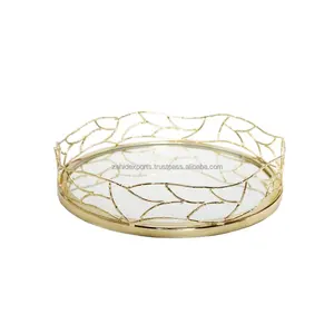 Plateau de service en métal de qualité commerciale, finition brossée, fait main, luxueux, compatible lave-vaisselle, accessoires design, Zahid Exports, plaqué. - Product Image 4