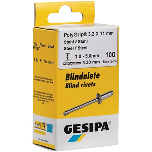 ชุดรีเวทแบบตาบอด GESIPA 50 ชิ้น พร้อมหัวจับ PolyGrip ขนาด 4.8 x 15 มม. สำหรับงานอุตสาหกรรม - Product Image 3