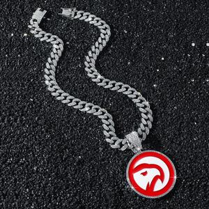 Colgante de Lujo con Temática de Baloncesto de los Atlanta Hawks, Exquisito Moissanite, Estilo Hip-hop, Plata de Ley con Baño de Rodio, Dijes de Animales - Product Image 3