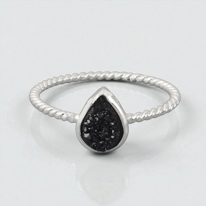 ลูกแพร์ดรูซี่พลอยแหวนเงินสเตอร์ลิงทำด้วยมือเครื่องประดับแหวนบิด-แหวนอินเทรนด์ผู้หญิง - Product Image 6