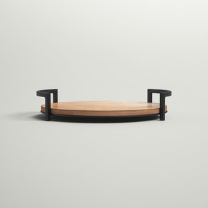 Vente en gros Plateau de service en bois rond personnalisé avec design moderne et poignée en métal pour la décoration de mariage de restaurant hôtel à bas prix - Product Image 2