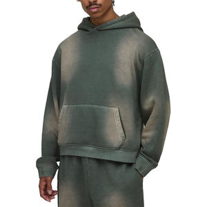 Survêtement d'hiver à capuche de haute qualité, épais, personnalisé, délavé à l'acide, effet soleil, coupe oversize, streetwear vintage respirant pour homme - Product Image 2