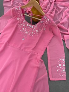Nouvelle tendance, robe kaftan longue en georgette pour les fêtes et les festivals, pour femmes, kurti de mousson - Product Image 4