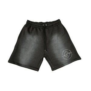 Custom Logo Vintage High <b>Waist</b> 100% Cotton Sweat <b>Shorts</b> Sun Faded Acid Wash Effect Streetwear Pattern Casual Pocket High Street - Product Image 4