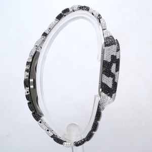 Reloj de pulsera para hombre hecho a medida Moissanite diamante blanco y negro totalmente helado movimiento automático moda estilo antiguo - Product Image 4