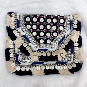 Bolsa Boho con Cuentas Coloridas Indias, Forro de Algodón de la Mejor Calidad, para Venta al por Mayor, Bolso de Mano Vintage Banjara, Bolsa de Yute Bordada Kutch - Product Image 1