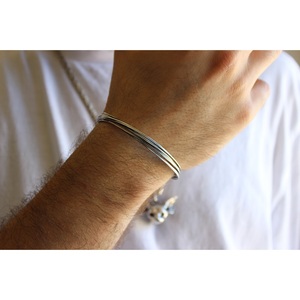 Everyday Cuff <b>Thin</b> Braided <b>Bracelet</b> Vintage Style Sterling <b>Silver</b> Black Rhodium Plated Freshwater Pearl Handmade Adjustable - Product Image 5