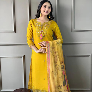 Costume de tissage en viscose de qualité supérieure et coton Salwar avec imprimé jacquard Dupatta Nouveau design à la mode indien et pakistanais - Product Image 1