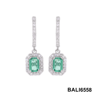 0.49CT F Color Natural Round Brilliant Diamond <b>Dangle</b> <b>Earrings</b> in 14K Yellow <b>Gold</b> Rhodium Plated Women's Symmetrical - Product Image 2