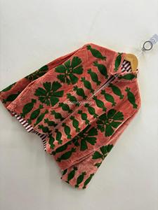 Veste vintage en velours à col mandarin, manches longues, motif floral brodé, rouge et vert, vêtements d'extérieur d'hiver pour adultes - Product Image 2