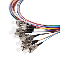 Cable de empalme por fusión de telecomunicaciones de fibra óptica FC UPC Pigtail OS2 9/125um monomodo con código de color, longitud personalizada 12, PVC LSZH CE