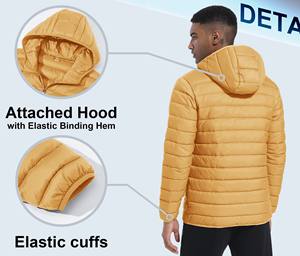 Veste matelassée légère en polyester et nylon pour homme Séchage rapide imperméable à l'eau Coupe-vent à capuche isolé Porte-manteau en toile - Product Image 4