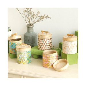 Mother of <b>Pearl</b> Bamboo Jar handcrafted bamboo shell inlay decorative storage container for jewelry and home decor Vietnam - Product Image 5