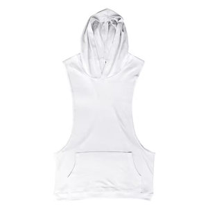 Haut de sport sans manches à capuche brodé et imprimé sur mesure pour homme, avec design débardeur MuscleT - Product Image 3