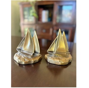 Serre-livres en laiton AK en forme de bateau en laiton fini polonais Lot de 2 articles standard pour décor d'étagère/décor de bureau - Product Image 6