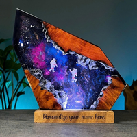 Veilleuse polygonale astronaute en résine époxy cristal haut de gamme, ornement de bureau décoratif 3d