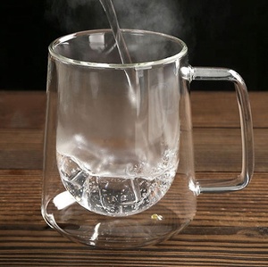 Venta al por mayor 300ml claro Mocha hielo negro café de doble pared de vidrio taza de café Tazas De Café con asa - Product Image 4