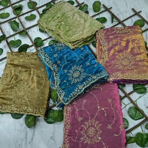 Sari de Diseño Premium con Elegantes Adornos de Cutdana y Lentejuelas, Sari de Satén de Lujo – Hermoso Trabajo de Cutdana - Product Image 6