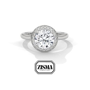 Bague Halo en diamant classique 2ct cultivé en laboratoire DEF VVS IGI certifiée en or 14K 18K 10K ou en argent 925 fournisseur de bijoux de mariage personnalisés - Product Image 2