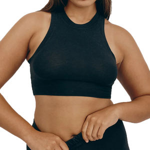 Camiseta sin mangas corta de poliéster 100% para mujer, camiseta sin mangas corta de tela tejida transpirable de Color sólido con logotipo personalizado, camisetas sin mangas cortas para mujer - Product Image 4