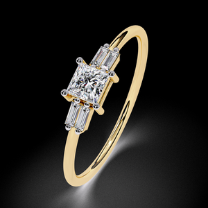 แหวนหมั้นเพชรแท้ทรงเจ้าหญิง ดีไซน์หรูหรา ทอง 10K 14K 18K ประดับเพชรสามเม็ด จากผู้ผลิตในอินเดีย - Product Image 4