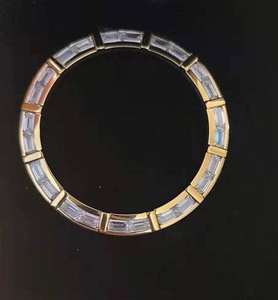 Lunette de montre en diamant moissanite, deux tons or et argent, glacée, luxe, acier inoxydable, lunette de remplacement personnalisée pour la fabrication de montres - Product Image 5