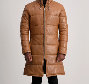 Abrigo Largo de Cuero para Hombre de la Mejor Calidad, Nuevo Diseño, Cómodo, con Cuello Alto, Impermeable, Transpirable, Abrigo de Invierno para Adultos - Product Image 4