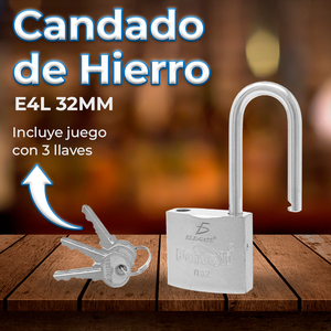 Lucchetto in Ferro con Chiave e Gancio Corto 32mm Realizzato in Acciaio Inossidabile e Lega di Zinco - Product Image 4