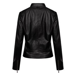 <b>Women</b> PU <b>Leather</b> Motorcycle <b>Jacket</b> Flight <b>Bomber</b>, Outwear Zipper Outfits, with Zipper Pockets - Product Image 2