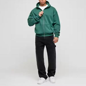 Sweat-shirt à capuche pour hommes, épais et mince, col à capuche, polyester/coton, motif solide, automne hiver - Product Image 2