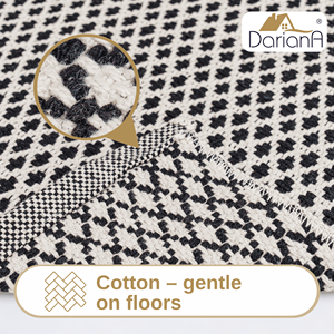 Soma Black Recycled Cotton <b>Rug</b> Handwoven Indoor Floor Mat 50x80 cm - Product Image 4