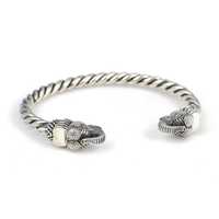 Bracelet torsadé en argent sterling 925 avec tête d'éléphant NUSRET |   Bijoux turcs faits à la main 28,63g