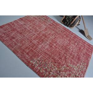 พรมตุรกีโบราณสีแดง7.3ft x พื้นที่ขนาดใหญ่5.5 x ขนสัตว์หญ้าทะเลเย็บปะติดปะต่อกันลวดลายหนา10มม. สำหรับห้องนั่งเล่นที่บ้านด้านหลังเป็นยาง - Product Image 4